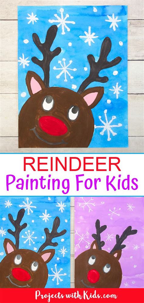 The Most Adorable Reindeer Painting for Kids to Make | Kids christmas painting, Christmas art ...