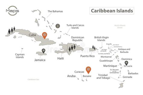 Caribbean Islands Map, Individual Island with Names, Infographics and ...