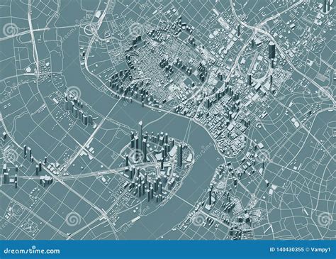 Satellite View of Shanghai, Map of the City with House and Building. Skyscrapers Stock Image ...