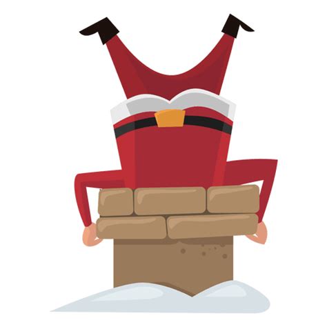 Festive Santa Claus Stuck in Chimney Cartoon