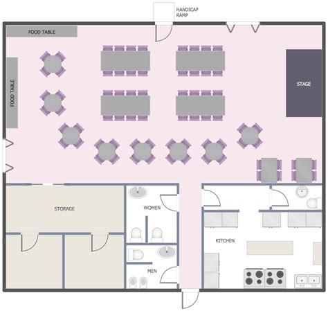 Function Hall Floor Plan. This example was created in #ConceptDraw PRO using the libraries from ...