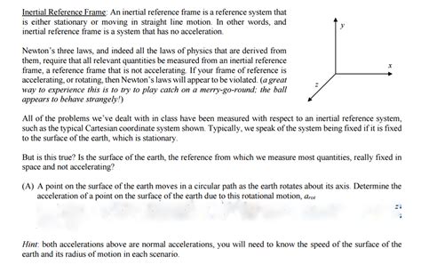 Solved Inertial Reference Frame: An inertial reference frame | Chegg.com