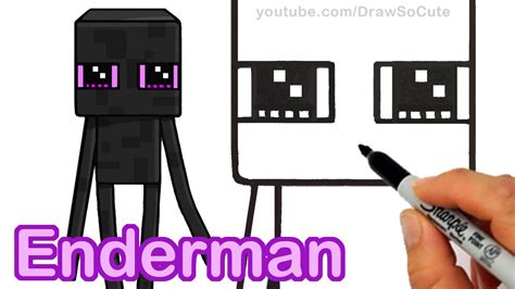 How to Draw Minecraft Enderman Cute step by step Easy - YouTube