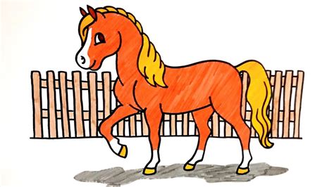 HOW TO DRAW a Horse - Colored with Markers - YouTube