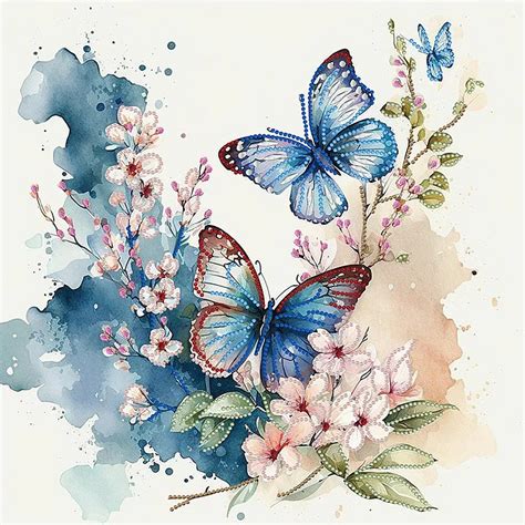 Flowers Butterfly 40*40CM (Canvas) Special Drill Diamond Painting