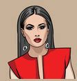 Girl In Red Dress And Collection Of Hairstyle Vector Image