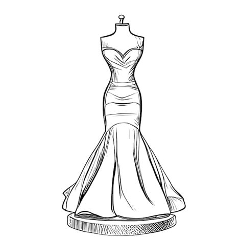 Premium Vector | Evening or Wedding dress on a mannequin hand drawn ...