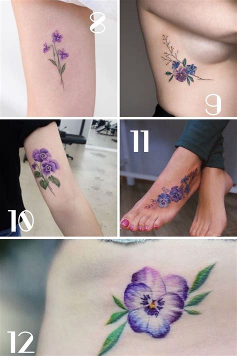 four pictures showing different types of tattoos on women's stomachs and legs, with the