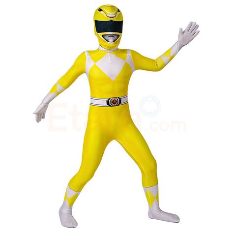 Kids Power Ranger Cosplay Costume Yellow Mighty Morphin Power Rangers Suit