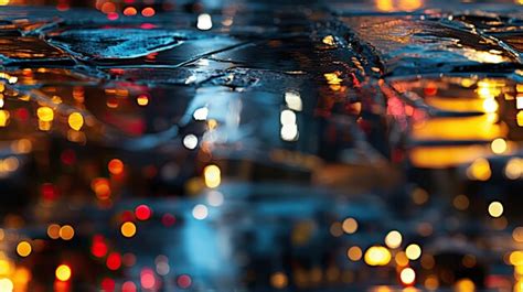 Premium Photo | Abstract composition of reflections on a rain soaked sidewalk HD 4k