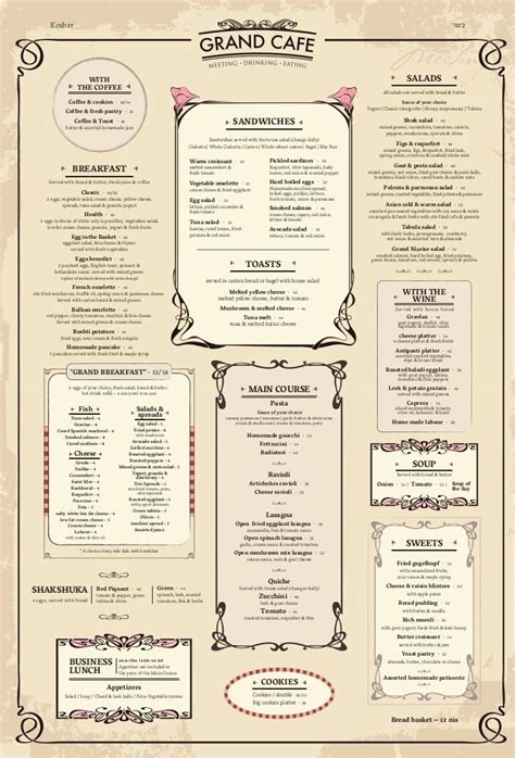 Grand cafe english menu