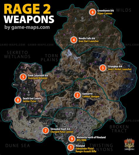 Weapon Locations in Rage 2 Map | game-maps.com