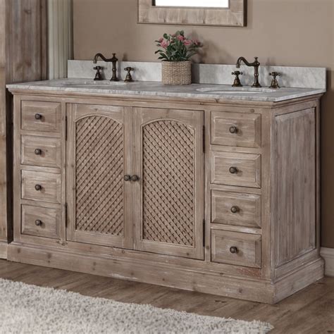 Rustic Style 60-inch Double Sink Bathroom Vanity - Overstock - 10958897