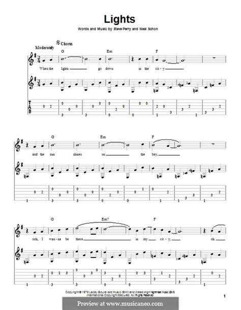 Lights (Journey) by N. Schon, S. Perry - sheet music on MusicaNeo