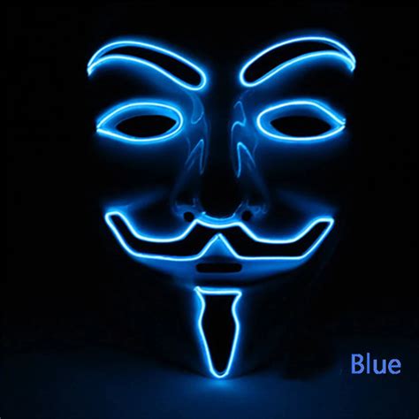 LED Mask Halloween Decorative Hacker Masks Cosplay Costume Vendetta Guy Fawkes Light Up For ...