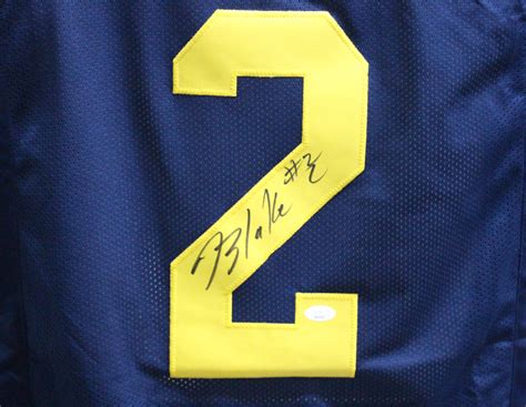 Blake Corum Autographed/Signed College Style Blue XL Jersey JSA ...