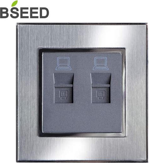 BSEED Brushed Steel Ethernet Socket Cat5e 1 Port RJ45 Network Metal ...