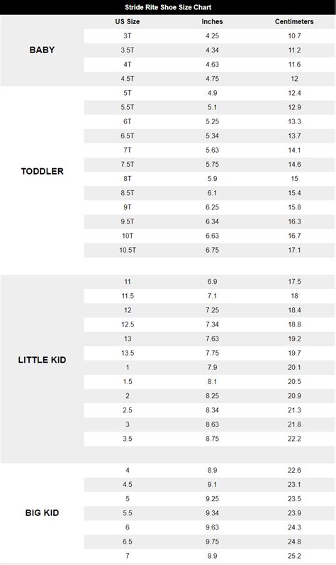 Stride Rite Printable Size Chart Need Help Measuring Your Kids' Foots To Figure Out Their Shoe Item?