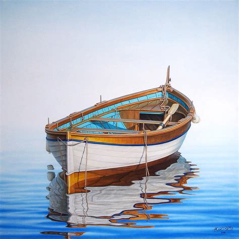 Solitary Boat On The Sea Painting by Horacio Cardozo