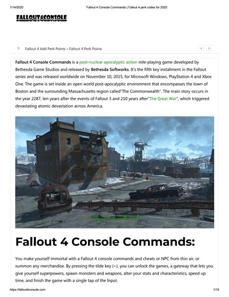 Fallout 4 Console Commands by fallout4co - Issuu