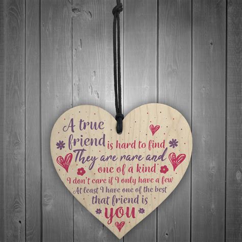 True Friend Friendship Sign Best Friend Plaque Gift Wood Heart