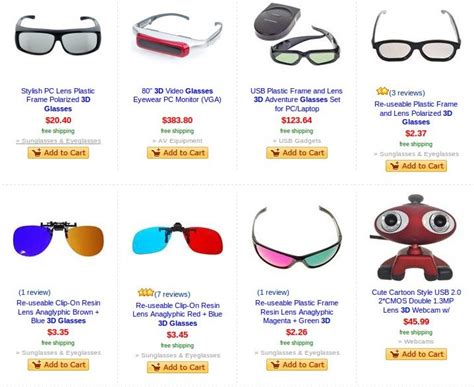 Many types of 3D glasses and stuff