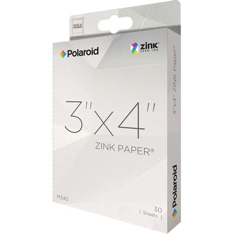 Polaroid ZINK 3 x 4" Photo Paper (30 Sheets) PLDM34030A B&H