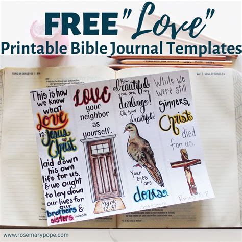 FREE "Love" Printable Bible Journal Templates - Rosemary Pope