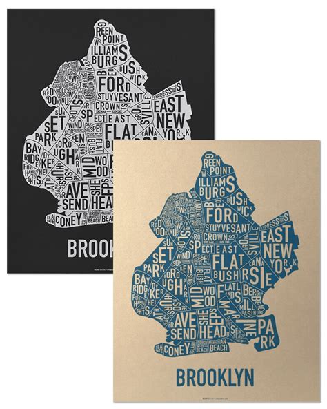 Brooklyn Neighborhood Map Poster The Original Brooklyn New | Etsy