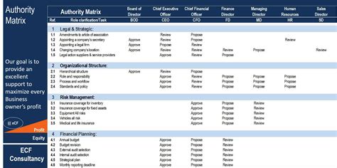 Authority Matrix Template | eFinancialModels