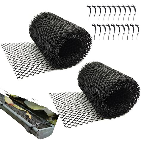 Buy 2-Pack Plastic Gutter Guard Mesh Roll 6” x 20Ft Rain Gutter Leaf Guard-Stop Clogged Gutters ...