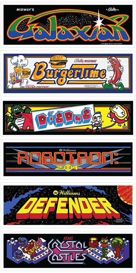 Classic Arcade Marquees - Wall Art - 6 Packs | Retro games poster ...