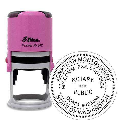 Round Pink Washington Notary Stamp | All State Notary