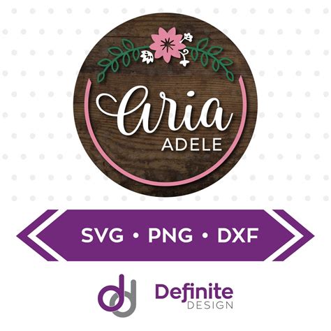 Floral Nursery Name Sign Round / Flowers Digital Cut File / Laser Wood Cutting SVG JPG PNG ...