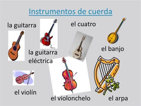 LISTA con los nombres de los instrumentos de CUERDA y sus CARACTERÍSTICAS