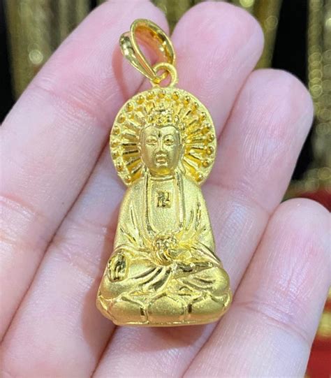 Vintage 24K 9999 Pure Gold 3D Buddha Pendant Phat Bon… - Gem