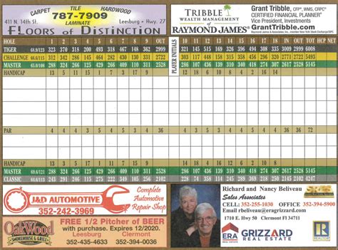 Scorecard | Monarch Golf Club