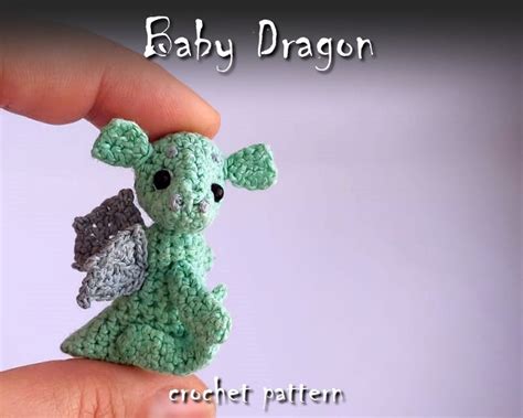 Baby Dragon Crochet Pattern, Amigurumi Pattern. Crochet DIY for Miniature Toys, Brooch, Pet for ...