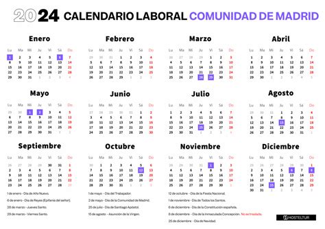 Calendario laboral de Madrid 2024: días festivos, puentes y Semana Santa