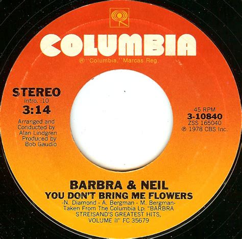 Barbra* & Neil* - You Don't Bring Me Flowers (1978, Vinyl) | Discogs