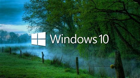 Windows 10 in the misty morning logo with text wallpaper - Computer ...