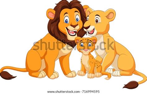 Cartoon Lion Family Isolated On White Stock Illustration 716994595 | Shutterstock