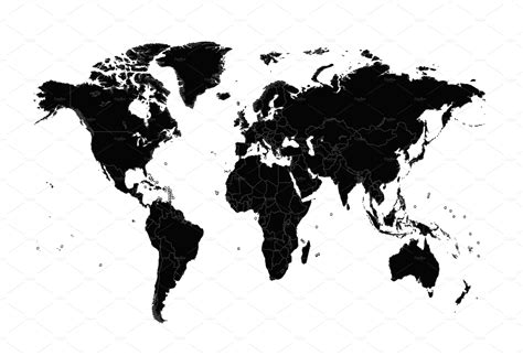 World map vector with borders | Custom-Designed Web Elements ~ Creative ...