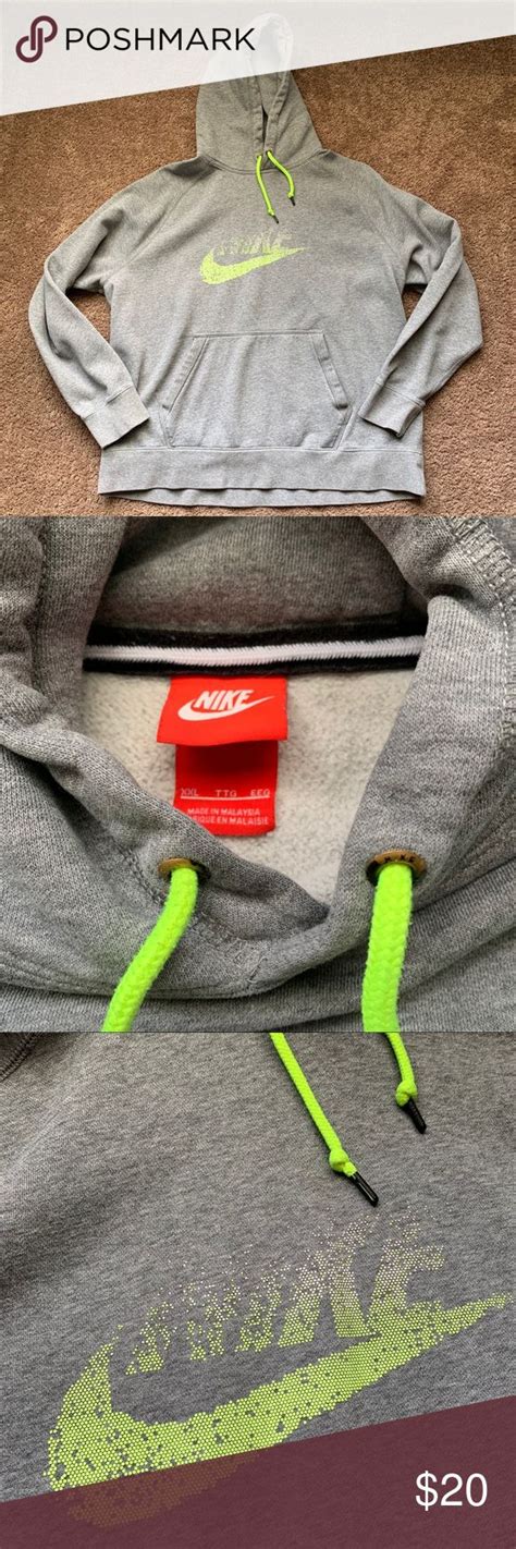 Nike Men’s Hoodie Sweatshirt Lime Green & Gray | Sweatshirts hoodie, Sweatshirts, Nike men