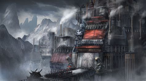 Industrial Fortress by Tun Jie Foo | Fortress concept art, Steampunk city, Castle art