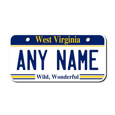 Personalized West Virginia 3" X 6" Aluminum License Plate Version 1