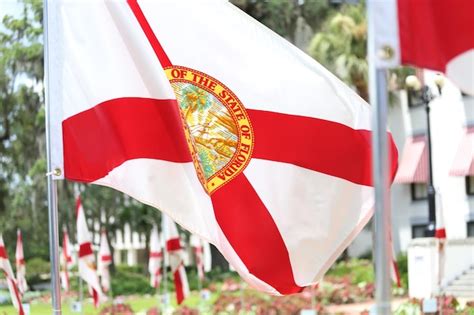 Premium Photo | State of florida flag in the wind