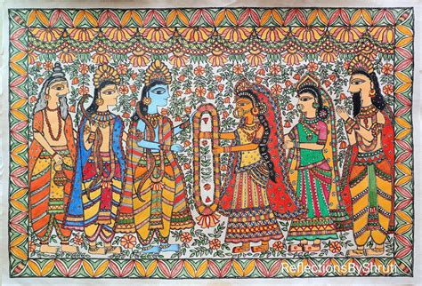 Ram Sita Vivah- Madhubani Painting(22"X15") - International Indian Folk ...