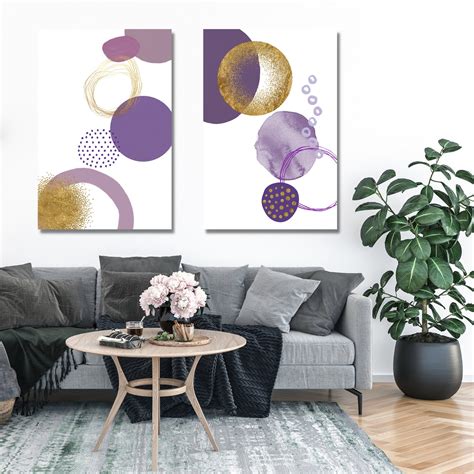 Purple Circles Abstract Printable Wall Art 2 Piece Set - Etsy