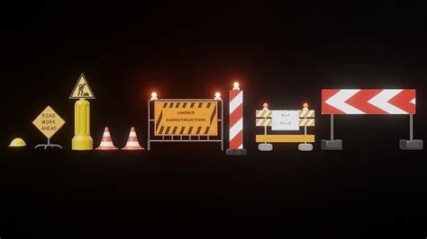 3D model Construction sight signs Collection VR / AR / low-poly | CGTrader